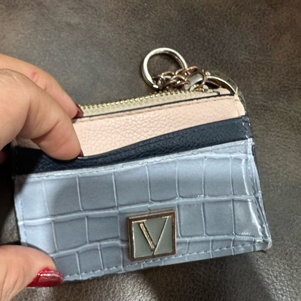 Victoria's Secret Croc-Embossed Card Holder in Blue and Pink